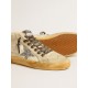 Women's Mid Star in canvas with silver glitter star and beige flash Women's Mid Star in canvas with silver glitter star and beige flash