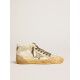 Women's Mid Star in canvas with silver glitter star and beige flash Women's Mid Star in canvas with silver glitter star and beige flash