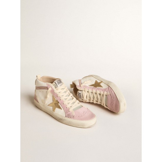 Mid Star with gold leather star and pink suede flash with pearls Mid Star with gold leather star and pink suede flash with pearls