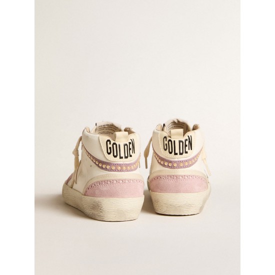 Mid Star with gold leather star and pink suede flash with pearls Mid Star with gold leather star and pink suede flash with pearls