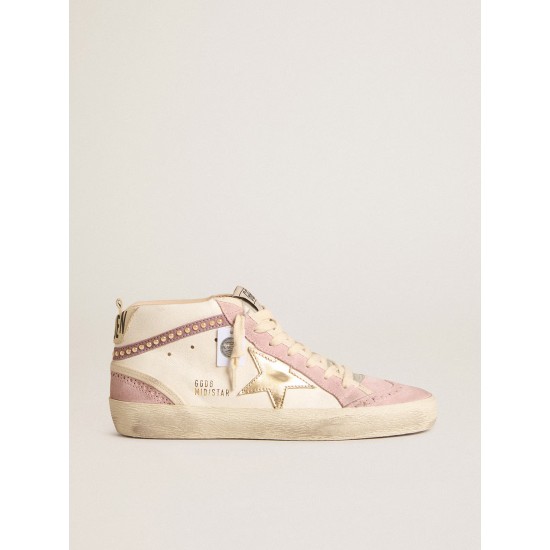 Mid Star with gold leather star and pink suede flash with pearls Mid Star with gold leather star and pink suede flash with pearls