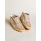 Women's Mid Star in nappa leather with floral embroidery and silver glitter star Women's Mid Star in nappa leather with floral embroidery and silver glitter star