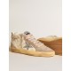 Women's Mid Star in nappa leather with floral embroidery and silver glitter star Women's Mid Star in nappa leather with floral embroidery and silver glitter star