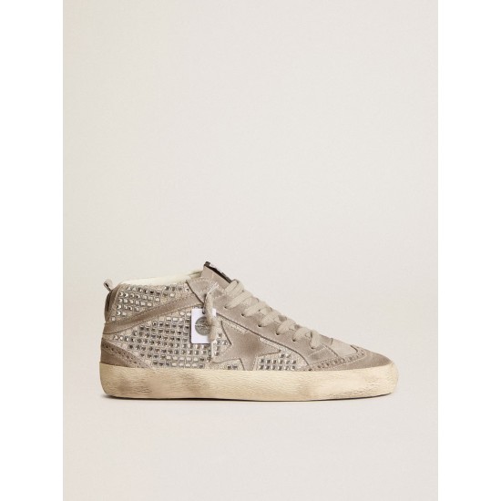 Mid Star in silver suede with Swarovski crystals and suede star Mid Star in silver suede with Swarovski crystals and suede star