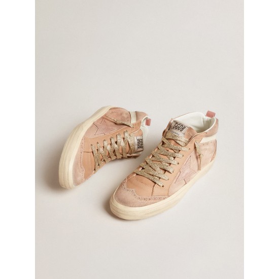 Women's Mid Star LTD in pink suede with pink lizard-print leather star Women's Mid Star LTD in pink suede with pink lizard-print leather star