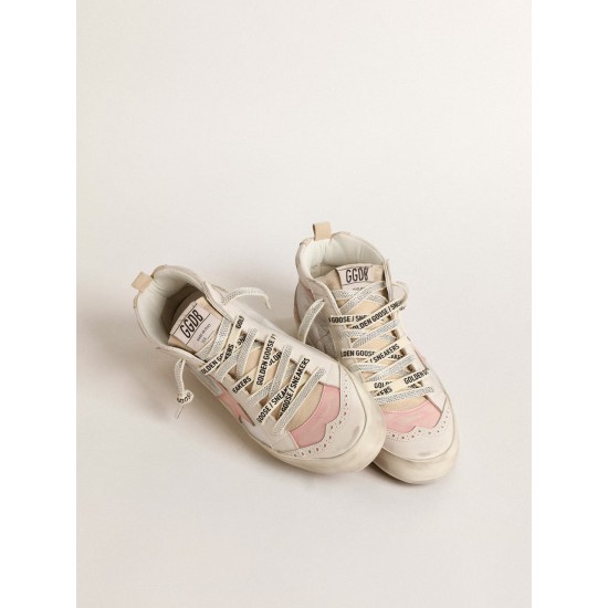 Mid Star LTD in silver metallic leather with pink star and flash Mid Star LTD in silver metallic leather with pink star and flash