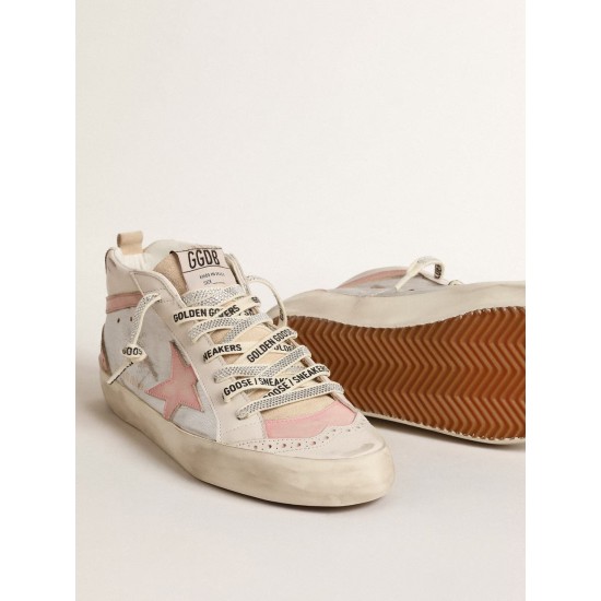 Mid Star LTD in silver metallic leather with pink star and flash Mid Star LTD in silver metallic leather with pink star and flash