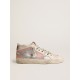 Mid Star LTD in silver metallic leather with pink star and flash Mid Star LTD in silver metallic leather with pink star and flash