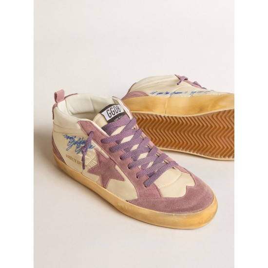 Women’s Mid Star LAB in nylon and nappa with mauve suede star Women’s Mid Star LAB in nylon and nappa with mauve suede star