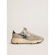 Women's Running Sole in silver glitter and dove gray suede Women's Running Sole in silver glitter and dove gray suede