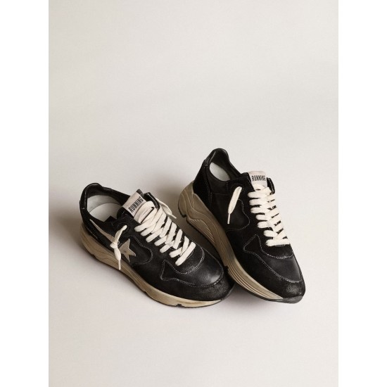 Women's Running Sole in black nappa and suede Women's Running Sole in black nappa and suede