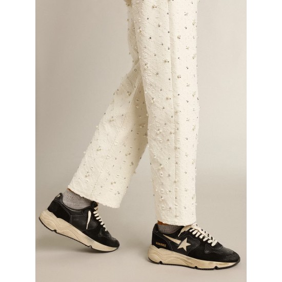 Women's Running Sole in black nappa and suede Women's Running Sole in black nappa and suede