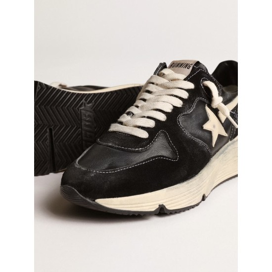 Women's Running Sole in black nappa and suede Women's Running Sole in black nappa and suede