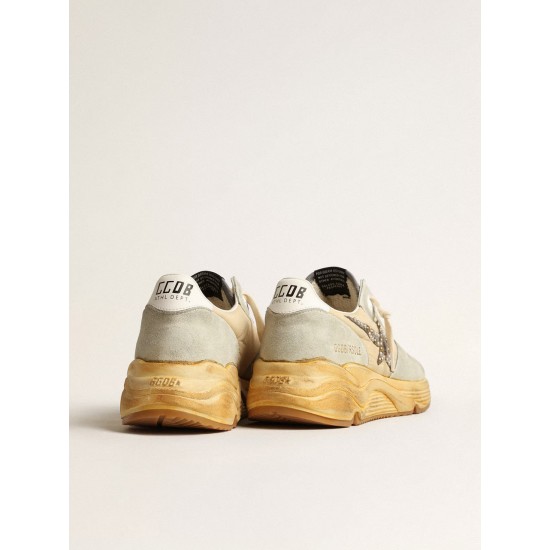 Women’s Running Sole in ice gray with studded suede star Women’s Running Sole in ice gray with studded suede star