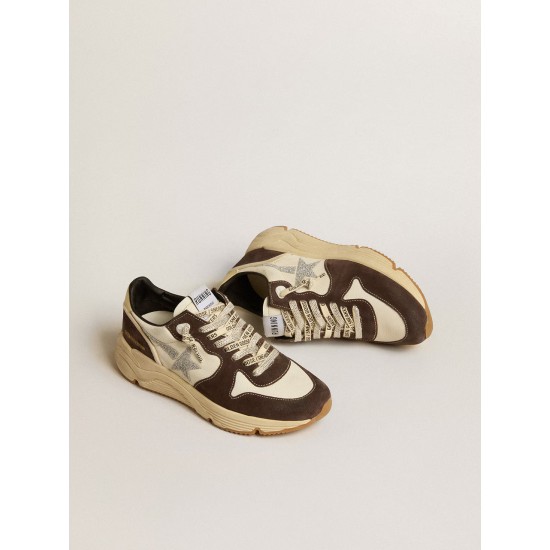 Running Sole LTD in nappa and brown suede with a Swarovski crystal star Running Sole LTD in nappa and brown suede with a Swarovski crystal star