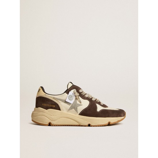 Running Sole LTD in nappa and brown suede with a Swarovski crystal star Running Sole LTD in nappa and brown suede with a Swarovski crystal star