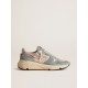 Women's Running Sole in pink nylon and light-blue suede with silver leather star Women's Running Sole in pink nylon and light-blue suede with silver leather star
