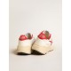 Running Sole LTD in white nappa and nylon with a red leather star Running Sole LTD in white nappa and nylon with a red leather star