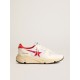 Running Sole LTD in white nappa and nylon with a red leather star Running Sole LTD in white nappa and nylon with a red leather star