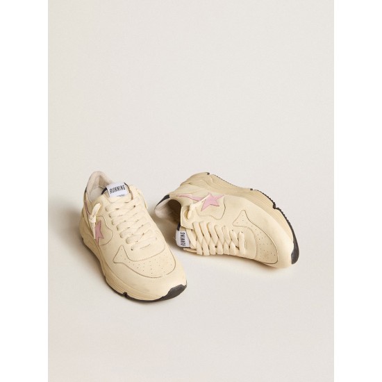 Running Sole in nappa leather with pink leather star and blue leather heel tab Running Sole in nappa leather with pink leather star and blue leather heel tab