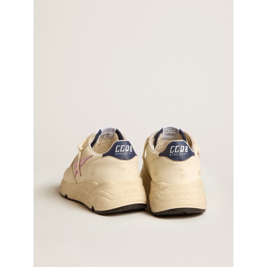 Running Sole in nappa leather with pink leather star and blue leather heel tab Running Sole in nappa leather with pink leather star and blue leather heel tab