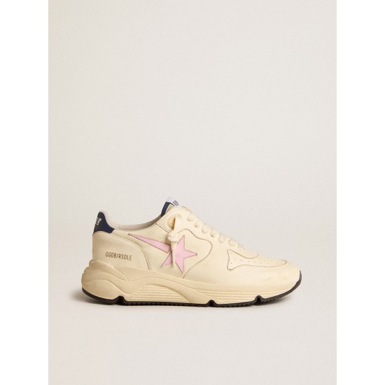 Running Sole in nappa leather with pink leather star and blue leather heel tab Running Sole in nappa leather with pink leather star and blue leather heel tab