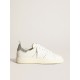 Starter sneakers in white leather with silver glitter heel tab Starter sneakers in white leather with silver glitter heel tab