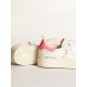 Starter sneakers in white nappa leather with pink suede heel tab Starter sneakers in white nappa leather with pink suede heel tab