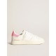 Starter sneakers in white nappa leather with pink suede heel tab Starter sneakers in white nappa leather with pink suede heel tab