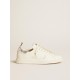Women's Starter in white leather with silver metallic leather heel tab Women's Starter in white leather with silver metallic leather heel tab