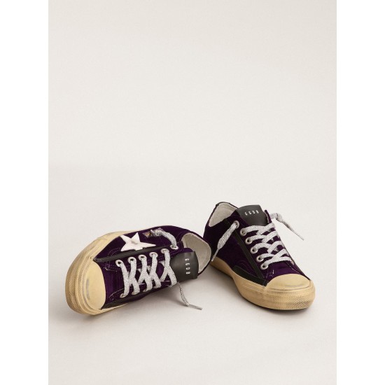 Women's V-Star LTD in purple velvet with white leather star Women's V-Star LTD in purple velvet with white leather star