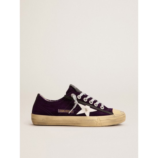 Women's V-Star LTD in purple velvet with white leather star Women's V-Star LTD in purple velvet with white leather star