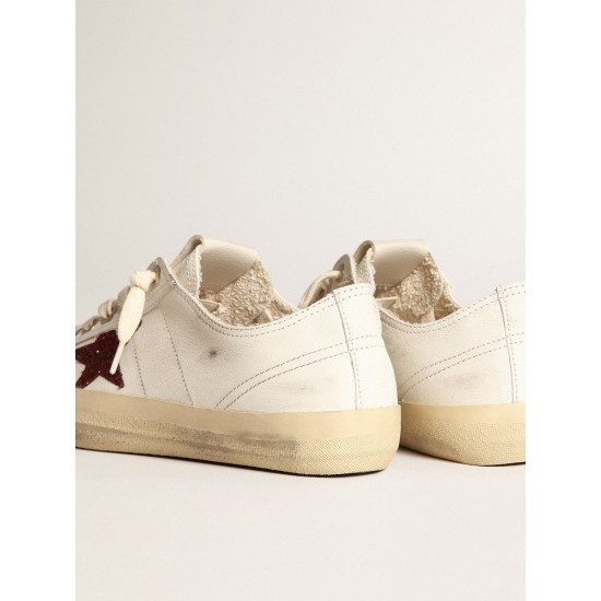 Women's V-Star in white nappa with red glitter star Women's V-Star in white nappa with red glitter star