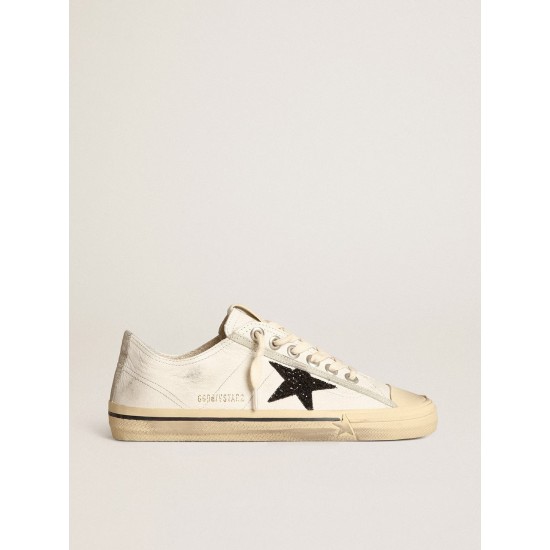 V-Star in white nappa leather with a black glitter star V-Star in white nappa leather with a black glitter star