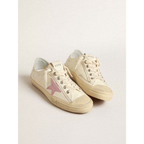 V-Star in beige nappa leather with old-rose suede star V-Star in beige nappa leather with old-rose suede star