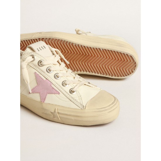 V-Star in beige nappa leather with old-rose suede star V-Star in beige nappa leather with old-rose suede star