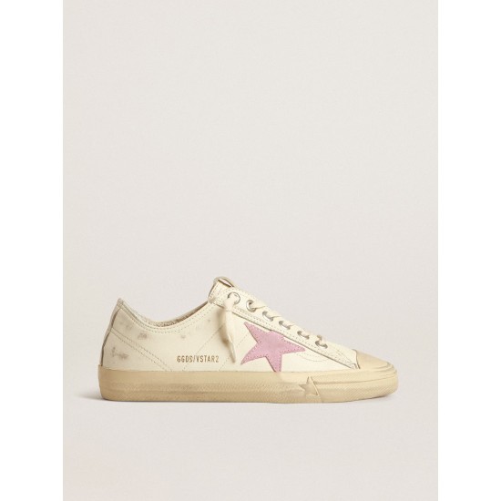 V-Star in beige nappa leather with old-rose suede star V-Star in beige nappa leather with old-rose suede star