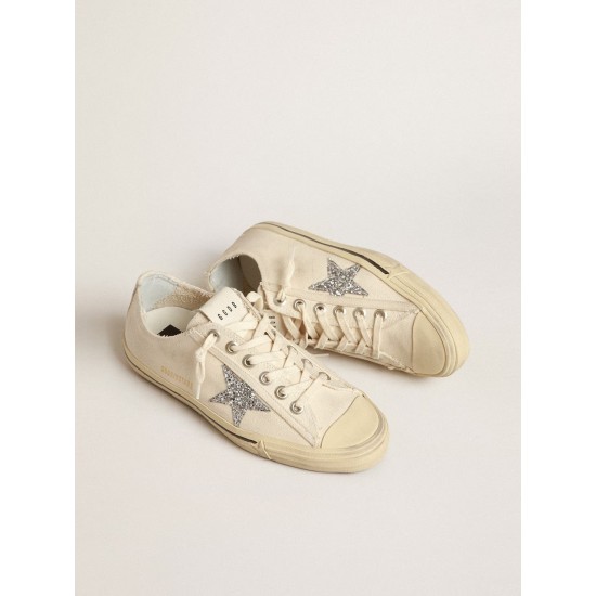V-Star in beige canvas with a silver glitter star V-Star in beige canvas with a silver glitter star