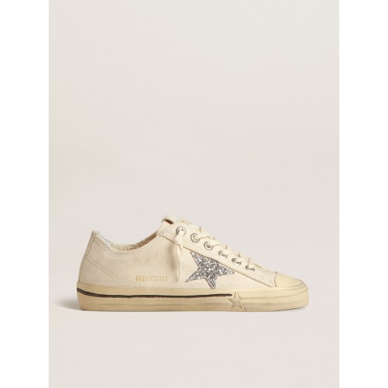 V-Star in beige canvas with a silver glitter star V-Star in beige canvas with a silver glitter star