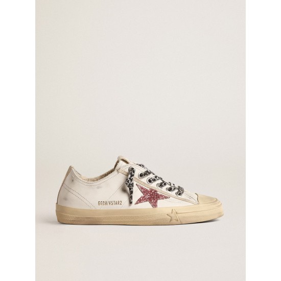 V-Star with pink glitter star and metallic leather heel tab V-Star with pink glitter star and metallic leather heel tab