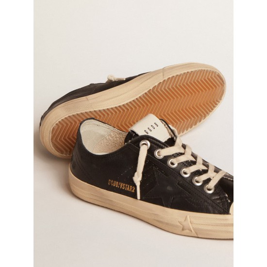 Women’s V-Star in black nappa leather with a black leather star Women’s V-Star in black nappa leather with a black leather star