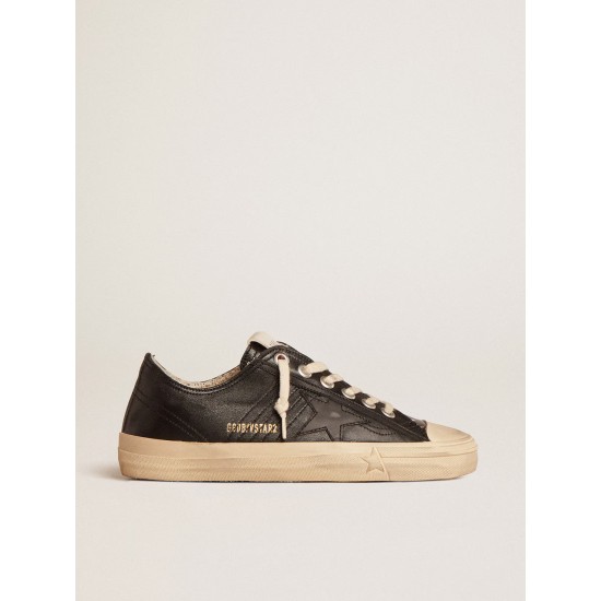 Women’s V-Star in black nappa leather with a black leather star Women’s V-Star in black nappa leather with a black leather star