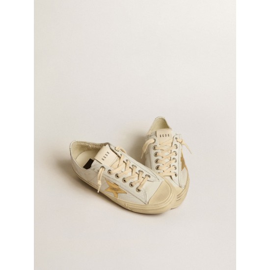 V-Star in white leather with gold metallic leather star V-Star in white leather with gold metallic leather star