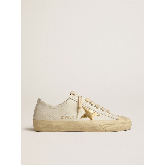 V-Star in white leather with gold metallic leather star V-Star in white leather with gold metallic leather star