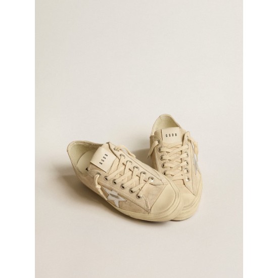 Women’s V-Star in pearl suede with silver metallic leather star Women’s V-Star in pearl suede with silver metallic leather star