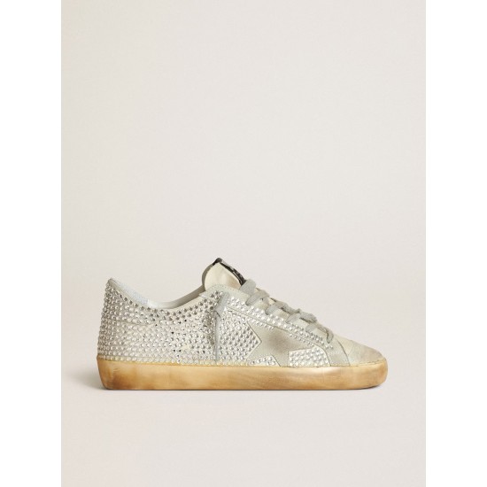 Women’s Super-Star in aged white nubuck with Swarovski crystals Women’s Super-Star in aged white nubuck with Swarovski crystals