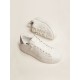 Purestar in white leather with silver Swarovski crystal heel tab Purestar in white leather with silver Swarovski crystal heel tab