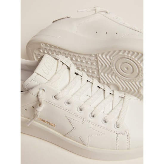 Purestar in white leather with silver Swarovski crystal heel tab Purestar in white leather with silver Swarovski crystal heel tab
