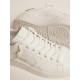 Purestar in white leather with silver Swarovski crystal heel tab Purestar in white leather with silver Swarovski crystal heel tab