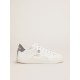 Purestar in white leather with silver Swarovski crystal heel tab Purestar in white leather with silver Swarovski crystal heel tab